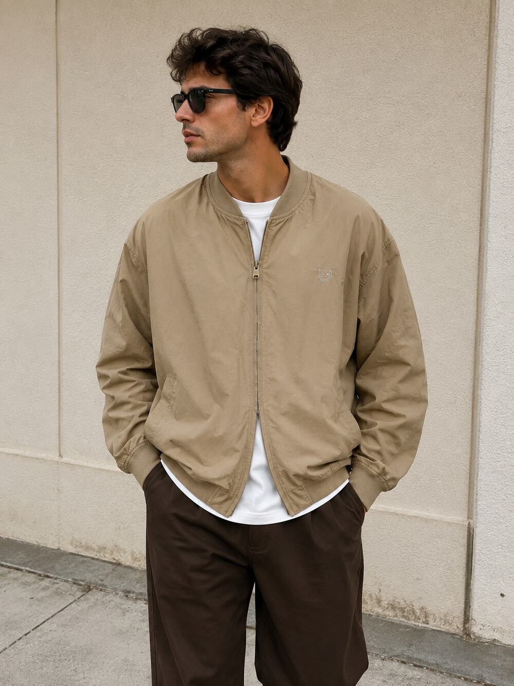 Northyard Men’s Khaki Lightweight Bomber Jacket Large NWT Casual Zip Coat